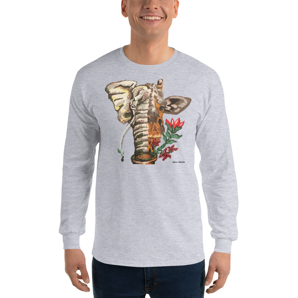 "Eleraffe the Exotic" men's Long Sleeve Shirt - Image 8